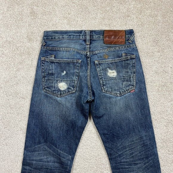 PRPS Made in Japan Distressed Medium Wash Patch Jeans Blue Size 30x31 - Picture 4 of 8
